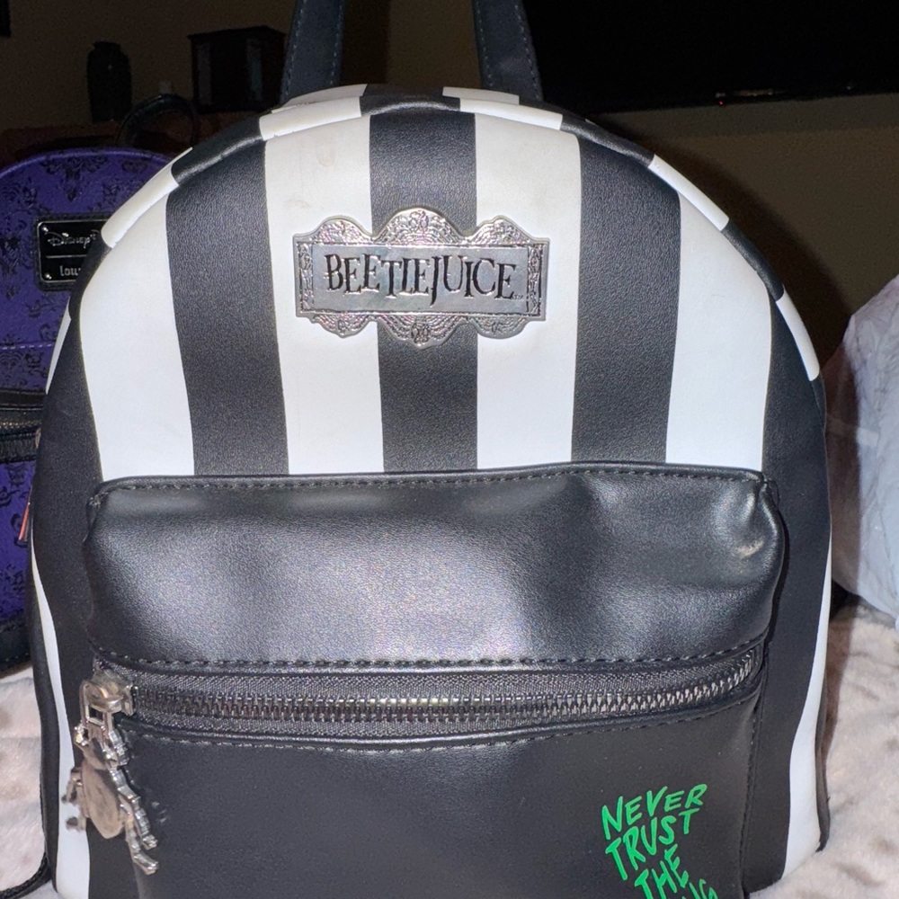 Beetlejuice Stripe Never Trust The Living Mini Backpack